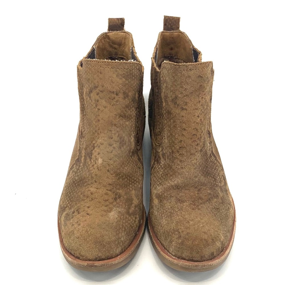 Aqua Sofft Women's Suede Embossed Chelsea Boots Brown‎ Size 7M